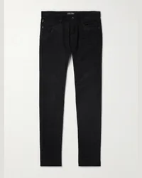 Tom Ford Pantaloni slim-fit a gamba dritta in velluto a coste di misto cotone Nero