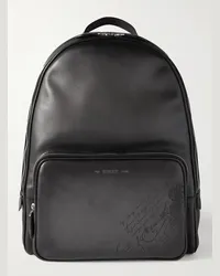 Berluti Scritto Logo-Debossed Leather Backpack Nero