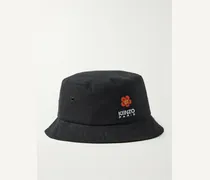 Cappello da pescatore in tela di cotone con logo ricamato e applicazione