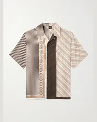 Loewe Paula's Ibiza Camicia in twill di seta a righe con colletto convertibile Neutri