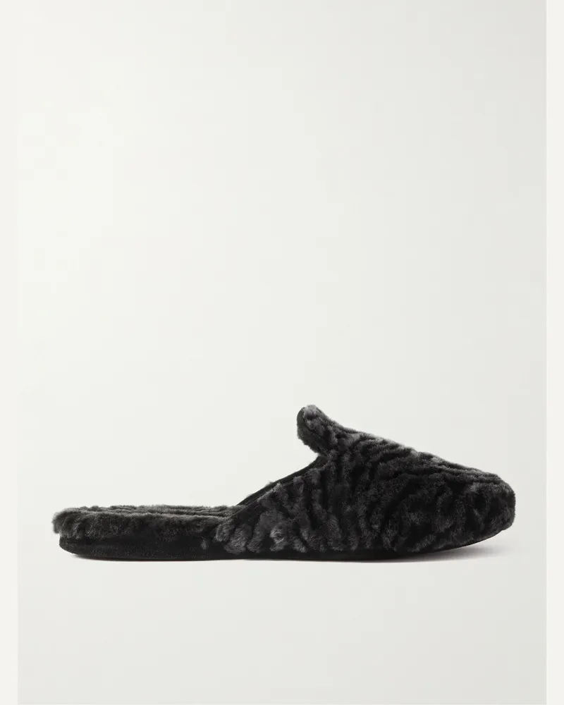 Manolo Blahnik Slipper in shearling Montague Nero