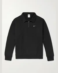 Nike Logo-Embroidered Cotton-Terry Half-Zip Sweatshirt Nero