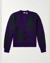 Burberry Cardigan in lana spazzolata jacquard a rombi Viola