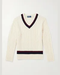 Ralph Lauren Pullover in lana a trecce con righe Neutri