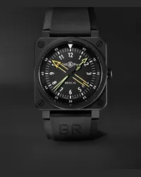 Bell & Ross Orologio automatico 42 mm in ceramica con cinturino in gomma BR 03-92 Radiocompass Limited Edition, N. rif. BR0392-RCO-CE/SRB Nero