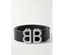 Cintura in pelle con logo BB Crypto, 3,5 cm