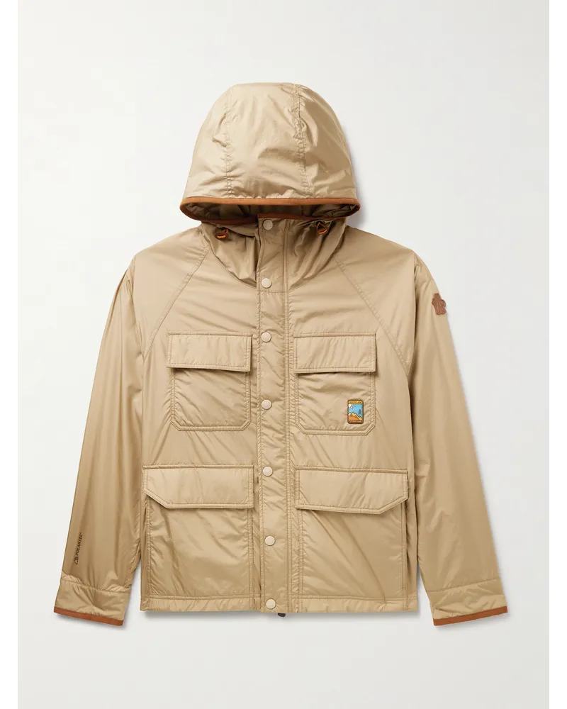 Moncler Field jacket in ripstop imbottito con logo applicato Rutor Neutri