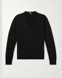 Tom Ford Pullover slim-fit in misto cashmere e seta Nero