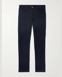 Massimo Alba Pantaloni slim-fit in fustagno di cotone Alunga Blu