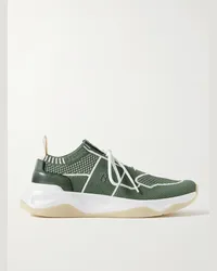 Berluti Sneakers in maglia stretch con finiture in pelle Venezia Shadow Verde