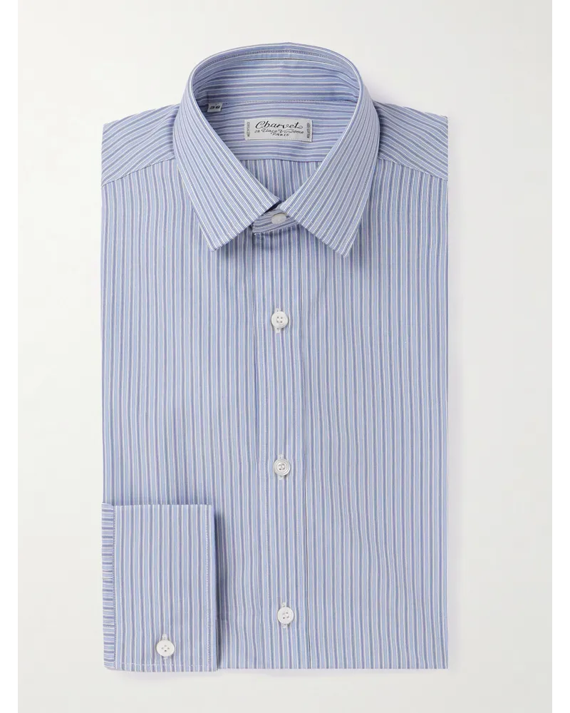 Charvet Camicia in cotone Oxford a righe Blu
