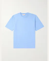 Marni T-shirt in jersey di cotone con logo applicato Blu