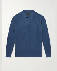 Beams Plus Polo in misto cotone, cashmere e lana a trecce Blu