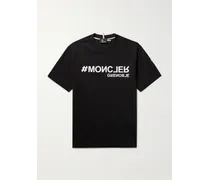 Moncler T-shirt slim-fit in jersey di cotone con logo applicato Nero