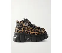 New Rock Sneakers platform in cavallino con stampa leopardata e decorazioni