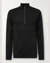 LULULEMON Maglia in mesh stretch traforato con mezza zip Metal Vent Tech Nero