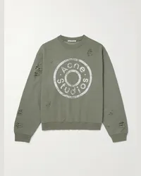 Acne Studios Felpa oversize in jersey di misto cotone effetto consumato con logo Franziska Verde