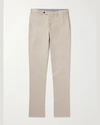 Sid Mashburn Pantaloni slim-fit a gamba dritta in twill di cotone tinti in capo Neutri