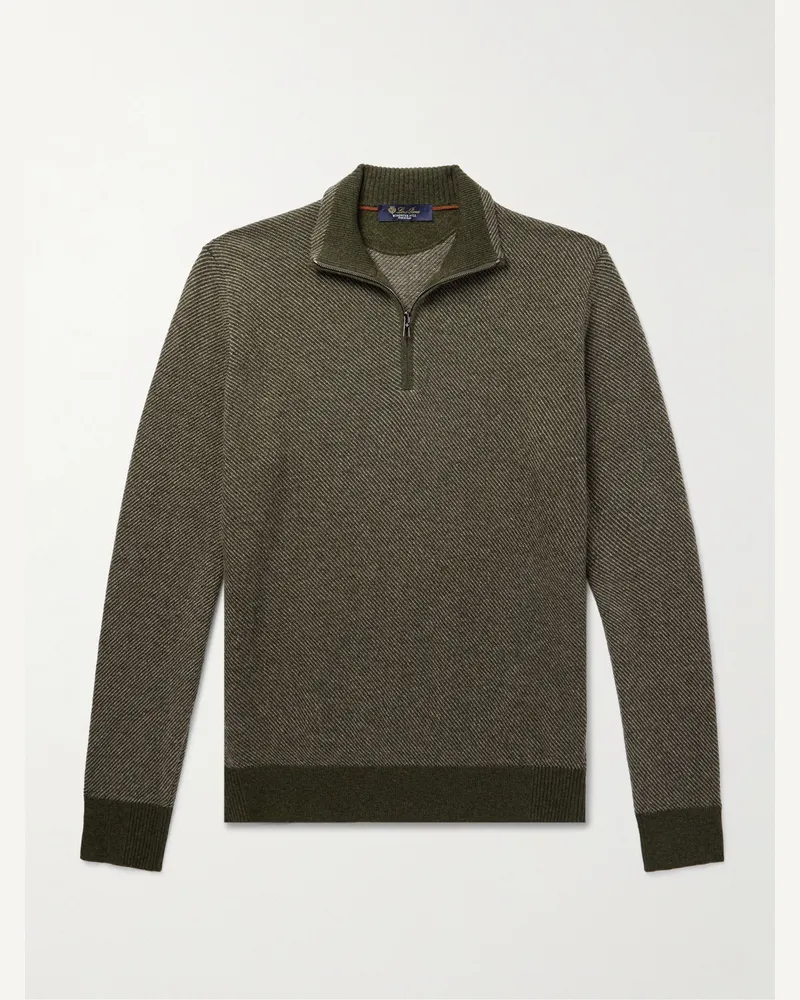 Loro Piana Pullover in cashmere con mezza zip Roadster Verde