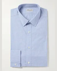 Charvet Camicia in popeline di cotone a quadri Blu