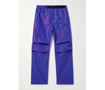 Pantaloni in shell iridiscente con cintura e logo ricamato