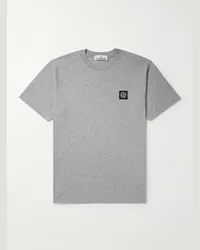 Stone Island T-shirt in jersey di cotone con logo applicato Grigio