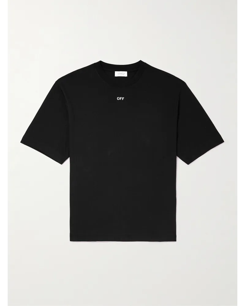 OFF-WHITE T-shirt in jersey di cotone con logo Nero