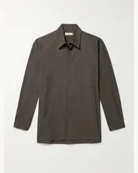 AMOMENTO Camicia oversize in cotone Square Pocket Marrone