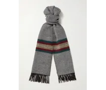 Sciarpa reversibile in misto cashmere e lana con righe e frange