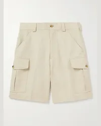 Loro Piana Shorts cargo a gamba larga in tela di misto cotone e lino Bizen Neutri