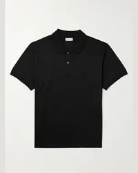 Alexander McQueen Polo in jersey di cotone con logo ricamato Nero