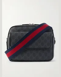 Gucci Borsa a tracolla piccola in tela spalmata con finiture in pelle e monogramma Nero