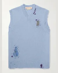 Marni Gilet in lana effetto consumato Blu