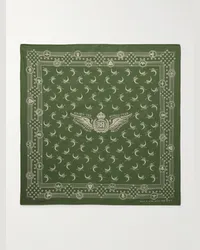 RRL Bandana in voile di cotone con logo Flight Verde