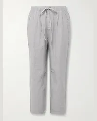 Massimo Alba Pantaloni a gamba dritta in lino con pinces e coulisse Key West Grigio