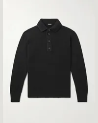 Ermenegildo Zegna Polo slim-fit in misto lana e cashmere Nero