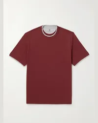 Brunello Cucinelli T-shirt in jersey di cotone a strati Rosso