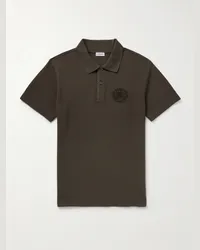 Burberry Polo in cotone piqué con logo ricamato Verde