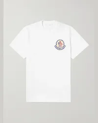 Moncler T-shirt in jersey di cotone con logo Bianco