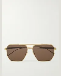 Bottega Veneta Occhiali da sole in metallo dorato stile aviator Oro