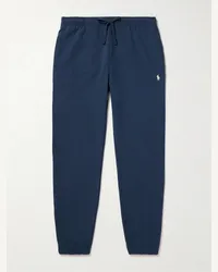 Ralph Lauren Pantaloni sportivi a gamba affusolata in jersey di cotone con logo ricamato Blu