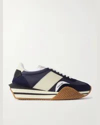 Tom Ford Sneakers in camoscio, nylon e pelle con finiture in gomma James Blu