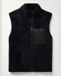 Yves Salomon Gilet in shearling con finiture in pelle Nero