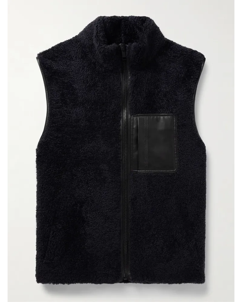 Yves Salomon Gilet in shearling con finiture in pelle Nero