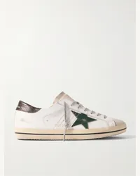 Golden Goose Sneakers in pelle e camoscio effetto consumato Super-Star Bianco