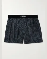 Tom Ford Boxer in seta stretch con stampa ghepardo Nero