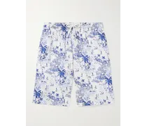 Shorts a gamba dritta in lino stampato con coulisse Bolide