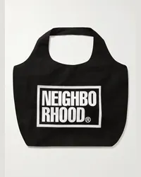 Neighborhood Tote bag grande in twill di cotone con logo ID Nero