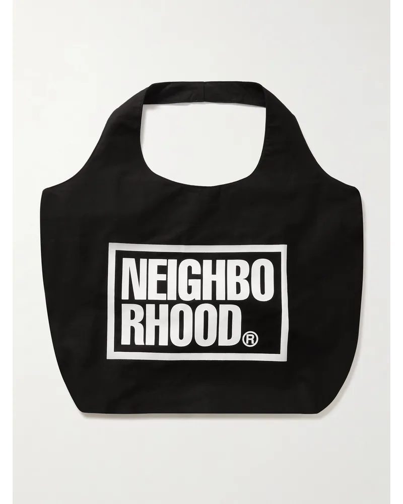 Neighborhood Tote bag grande in twill di cotone con logo ID Nero