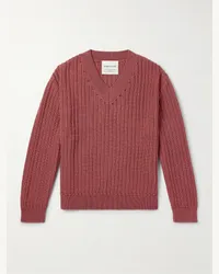 A Kind Of Guise Pullover slim-fit in misto lana merino e seta a coste Saimir Rosso